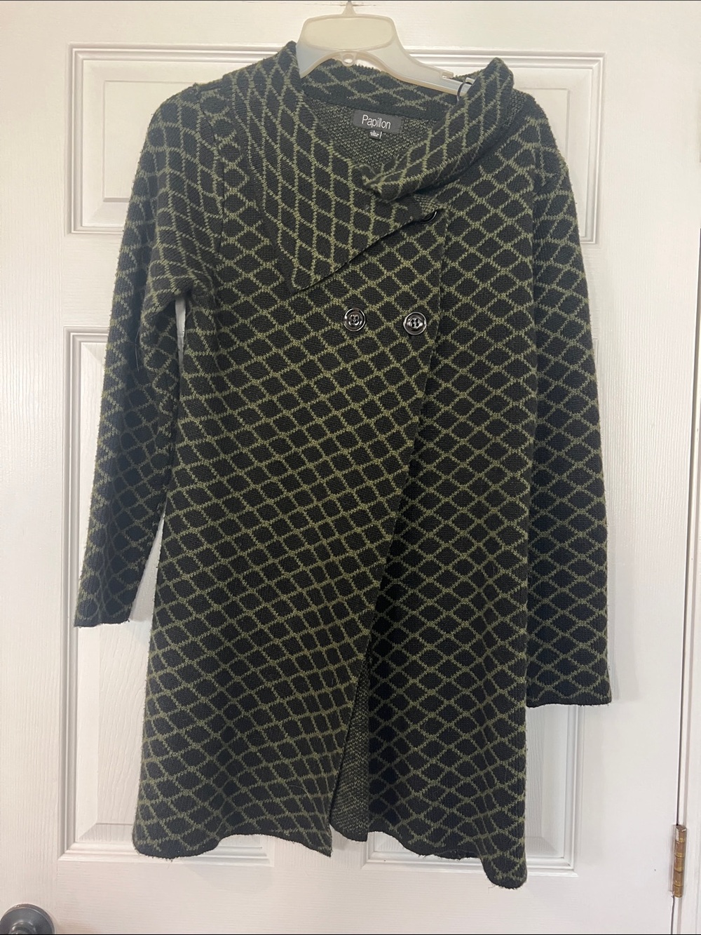 Papillion Black and green Geometric Cardigan